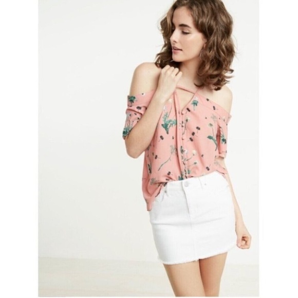 Express Dandelion Print Cold Shoulder Blouse - SIZE MEDIUM - Picture 1 of 7